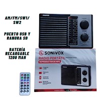 Radio Portátil Sonivox VS R117BT AM FM USB SD BT Negro