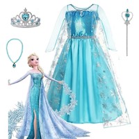 Disfraz Vestido Niña Frozen Elsa Accesorios Cumpleaños Navidad Juego Genieka