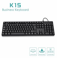 Teclado K15 USB Alámbrico Negro para PC y Laptop con Teclado Numérico