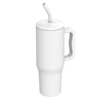 Vaso Tumbler con asa y cañita Antiderrames 40 oz - Blanco