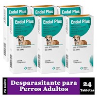 Pack x6 Desparasitante para Perro Endal Plus Caja x 4 Tabletas