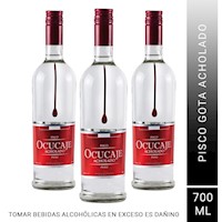 Pack x3 Pisco Gota Ocucaje Acholado X 700 ml