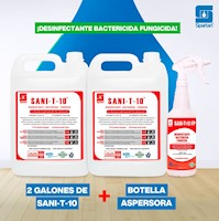 2 SANI-T-10 DESINFECTANTE GALÓN + 1 BOTELLA ASPERSORA 1L