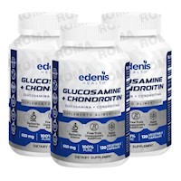 PACK 3 GLUCOSAMINA + CONDROITINA 120 CÁPSULAS EDENIS HEALTH
