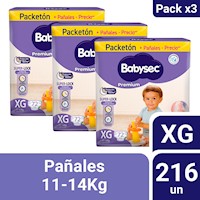 Pack 03 Pañal Babysec Packetón Premium Talla XG 72 un