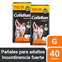Pack 2 Pañal Para Adulto Cotidian Premium 20 un Talla G