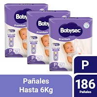 Pack 3 Pañal Bebé Babysec Premium P 62 un