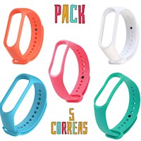 Correa de silicona compatible con Xiaomi mi Band 4 - PACK 5 CORREAS