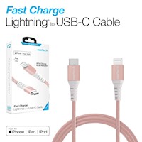 Cable de titanio - naztech usb-c to lightning - 12mt - iphone - rosa