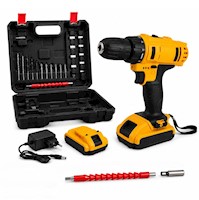 Kit Taladro Eléctrico Inalámbrico Ergonómico Doble Batería Maletín y 24 Accesori