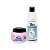 Shampoo Uno Nut Sin Sal + Máscara Cap Magic Pos Reconst La Brasiliana 500 Ml