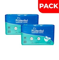 Dúo Pack Pañal Prudential Confort Total Talla M - Bolsa 20 UN