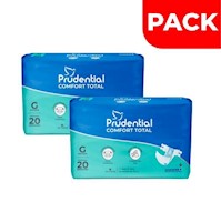 Dúo Pack Pañal Prudential Confort Total Talla G - Bolsa 20 UN