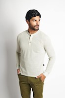 Polo Manga Larga Cuello Henley Hombre Stealth GRIS