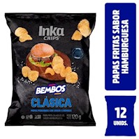Twelve Pack Papas Fritas Onduladas Inka Chips Bembos Clásica x 120g