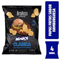 Four Pack Papas Fritas Onduladas Inka Chips Bembos Clásica x 120g