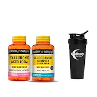 COMBO VITAMINAS MASON- HYALURONIC ACID 100MG+GLUCOSAMINE COMPLEX PLUS MSM+SHAKER