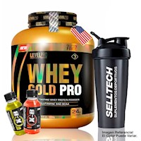 Level Pro Proteína Whey Gold Pro 6.6lb Rich Chocolate+shaker+2xb