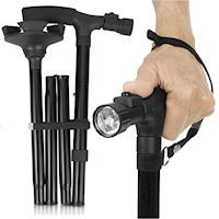 Bastón Plegable Magic Cane + Luz Led +5 Niveles Ajustables Caminata Senderismo Genieka