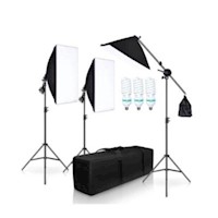 Kit de iluminacion Weifeng de 3 softbox de 1 foco 135 watts