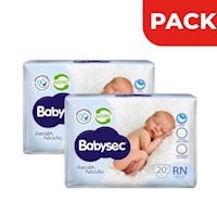 Dúo Pack Pañal Babysec Recién Nacido - Bolsa 20 UN