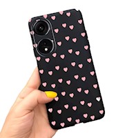 Case Funda Protector Oppo A78 5G A58 5G  Mini Corazones Negro