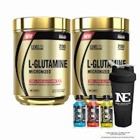 COMBO LEVEL PRO - 2 GLUTAMINE 500 GR. + SHAKER