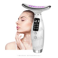 MASAJEADOR DE ROSTRO Y CUELLO CON LUZ LED Y VIBRACIÓN