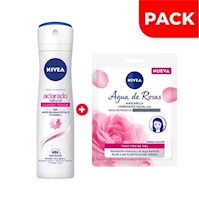 Pack Nivea Deo Spray Aclarado Clasico 48Hrs 150 ML + Mascarilla Hidratante Facial Roses