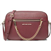 Cartera CrossBody de Cuero Michael Kors Chain Jet Set - Guinda