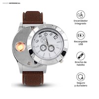 Reloj con encendedor Eléctrico Correa Marron