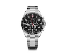 Reloj Fieldforce Classic Chrono correa de acero inoxidable, dial negro, Victorinox