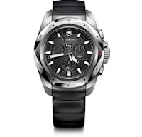 Reloj I.N.O.X. Chrono 43, correa de caucho negra, dial color negro, Victorinox