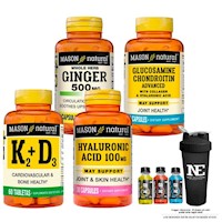 MASON- GINGER+GLUCOSAMINA CONDROITINA+ÁCIDO HIALURÓNICO+ VITAMINA K2+D3 +SHAKER