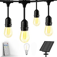Guirnalda Colgante Solar 20 Focos + 1 Repuesto Led 1.5W 10 metros IP65 Panel Recargable