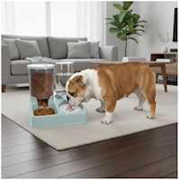 Comedero y Bebedero para Mascotas 2 en 1 con Doble Dispensador Agua y Comida Per