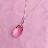 Collar de Plata Sifrah Shop Dije Gota de Cristal Rosa