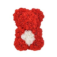 Arreglo Floral Osito de Rosas Color Rojo 34 x 25 cms - Día de la Madre
