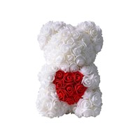 Arreglo Floral Osito de Rosas Color Blanco 23 x 15 cms - Día de la Madre