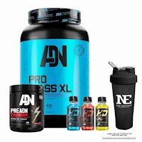 COMBO ADN NUTRITION- PRO MASS XL 2KG VAINILLA+ PRE ADN THUNDER 352G UVA +SHAKER