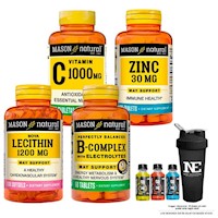 COMBO MASON- VITAMINA C-1000MG+ ZINC 30MG+ LECITINA DE SOYA+ COMPLEJO B +SHAKER