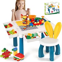 Mesa Lego Didáctica Bloques de Construcción Multifuncional 88 Piezas 3 en 1