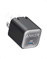CARGADOR ANKER 30W,TYPE C GAN, PLEGABLE CARGA RÁPIDO PARA IPHONE 17...16 Y MÁS, GALAXY, IPAD - NEGRO