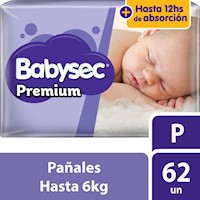 Pañal Babysec Premium Mega Talla P - Bolsa 62 UN