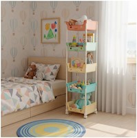 Estante Organizador de Juguetes Kawaii Multiusos Plegable de 5 Niveles con Rueda
