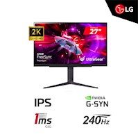 MONITOR GAMER LG 27GR83Q-B 27" QHD IPS (2560x1440) 240Hz 1MS HDMI DP HP-OUT USB 3.0 X3