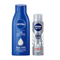 Crema Corporal NIVEA Piel Extra Seca 400ml + Deo Silver Protect Spray 150ML
