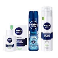 Espuma Afeitar Nivea Sensitive 200ML + Bálsamo 100ML + Deo Fresh Spray 150ML