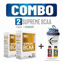 COMBO SUPREME NUTRITION - 2 SUPREME BCAA CAJA 30 UNID. FRUIT PUNCH + SHAKER