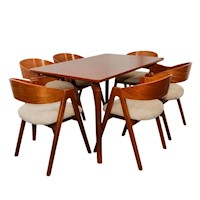Juego de Comedor Vermont 6 Sillas Madera Tornillo
